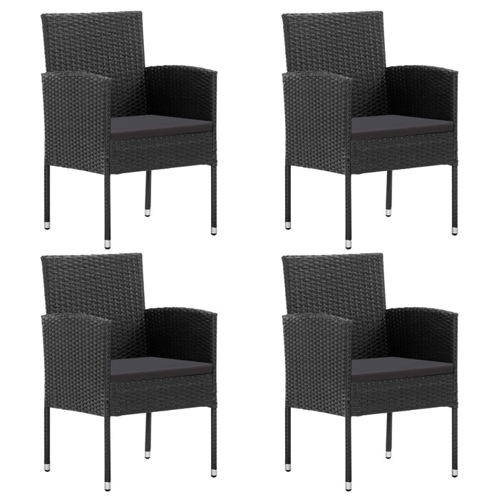 Set mobilier de grădină, 5 piese, negru, poliratan și oțel - WALTI WALTI