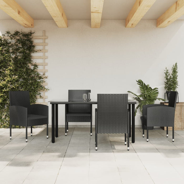 Set mobilier de grădină, 5 piese, negru, poliratan și oțel - WALTI WALTI