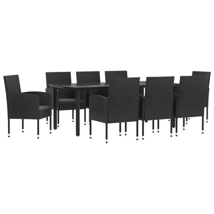 Set mobilier de grădină, 9 piese, negru, poliratan și oțel - WALTI WALTI