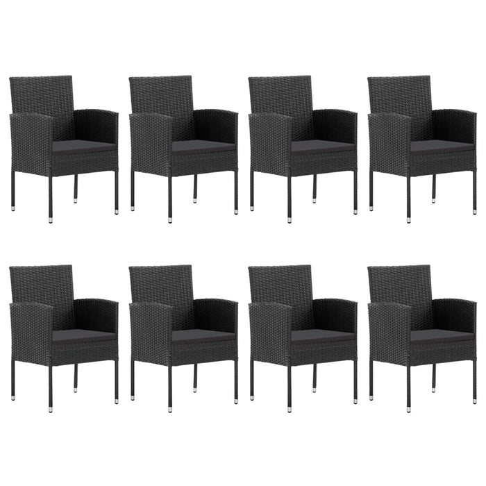 Set mobilier de grădină, 9 piese, negru, poliratan și oțel - WALTI WALTI