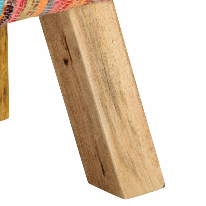 Bancă, multicolor, 160 cm, țesătură chindi și lemn masiv mango WALTI