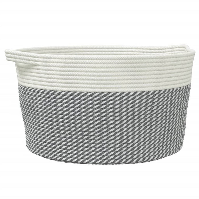 Coș de depozitare, gri și alb, Ø40x25 cm, bumbac - WALTI WALTI