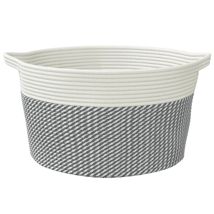 Coș de depozitare, gri și alb, Ø40x25 cm, bumbac - WALTI WALTI