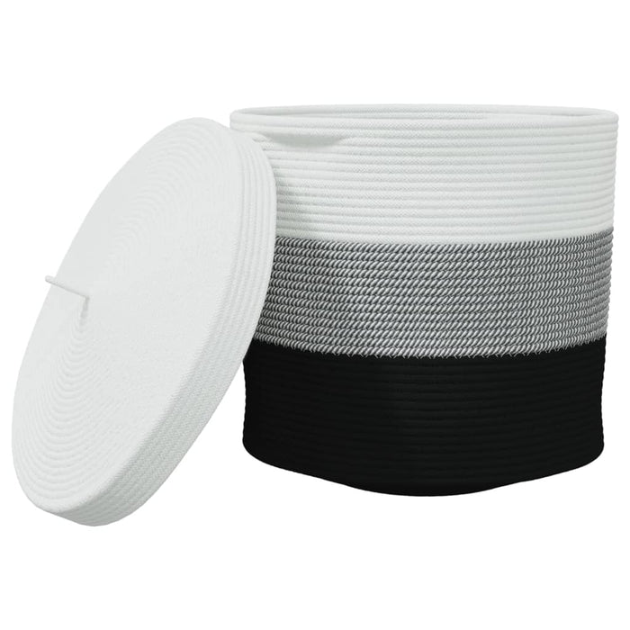 Coș de depozitare cu capac, alb și negru, Ø40x35 cm bumbac - WALTI WALTI