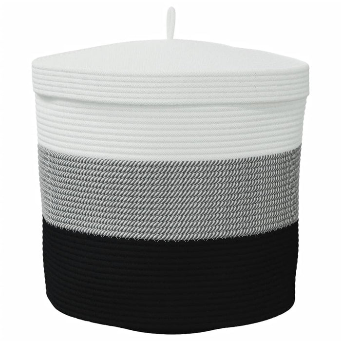 Coș de depozitare cu capac, alb și negru, Ø40x35 cm bumbac - WALTI WALTI