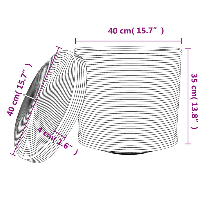 Coș de depozitare cu capac, alb și negru, Ø40x35 cm bumbac - WALTI WALTI