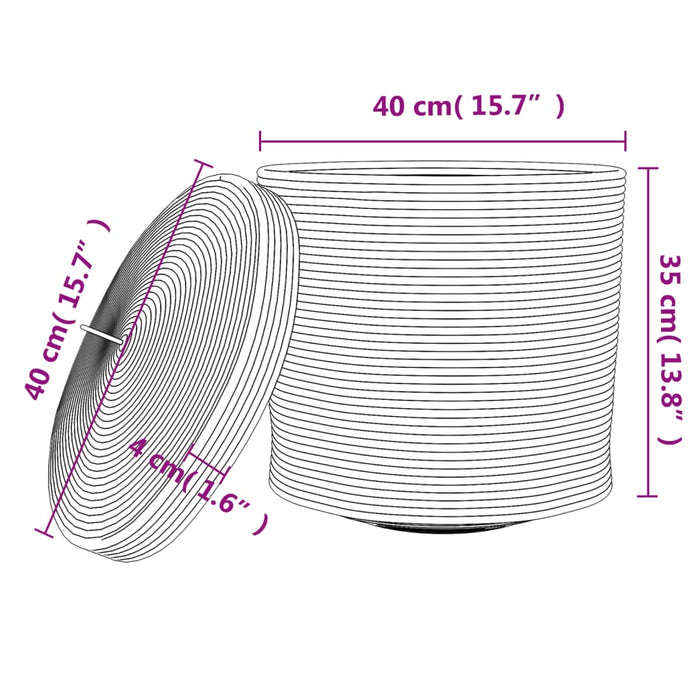 Coș de depozitare cu capac, maro și alb, Ø40x35 cm bumbac - WALTI WALTI
