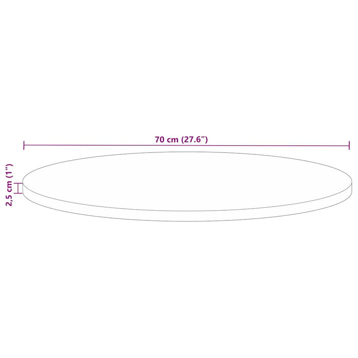 Blat de masă rotund, Ø 70x2,5 cm, lemn masiv reciclat WALTI