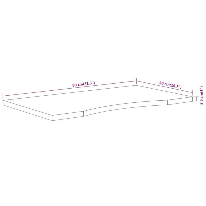 Blat de birou 80x50x2,5 cm dreptunghiular lemn masiv de acacia - WALTI WALTI
