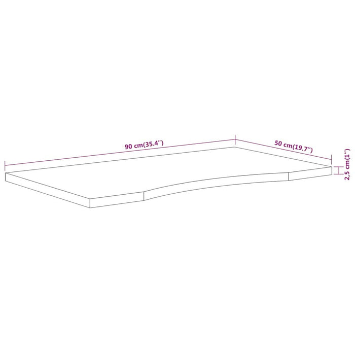 Blat de birou 90x50x2,5 cm dreptunghiular lemn masiv de acacia - WALTI WALTI