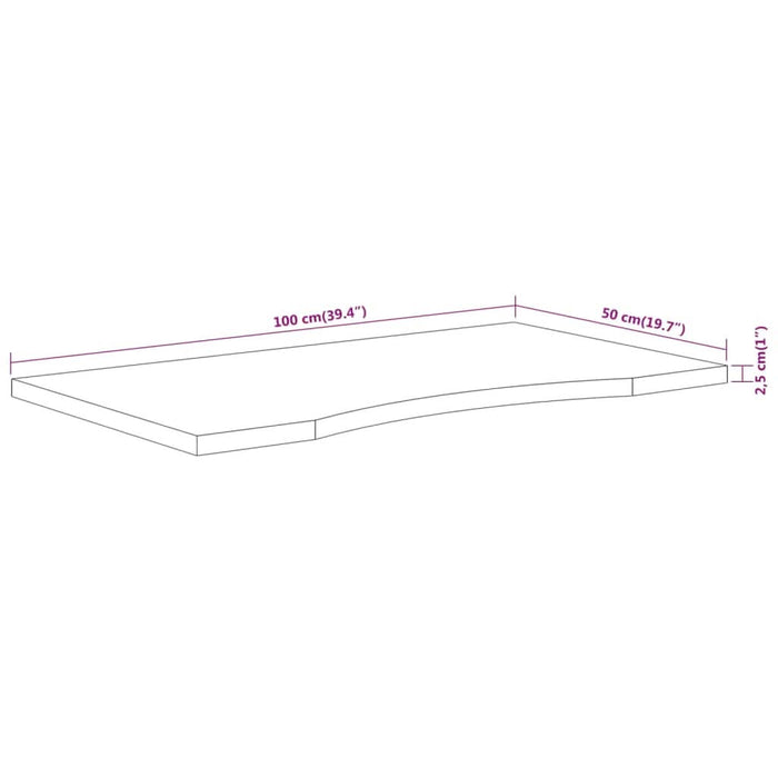 Blat de birou 100x50x2,5 cm dreptunghiular lemn masiv de acacia - WALTI WALTI