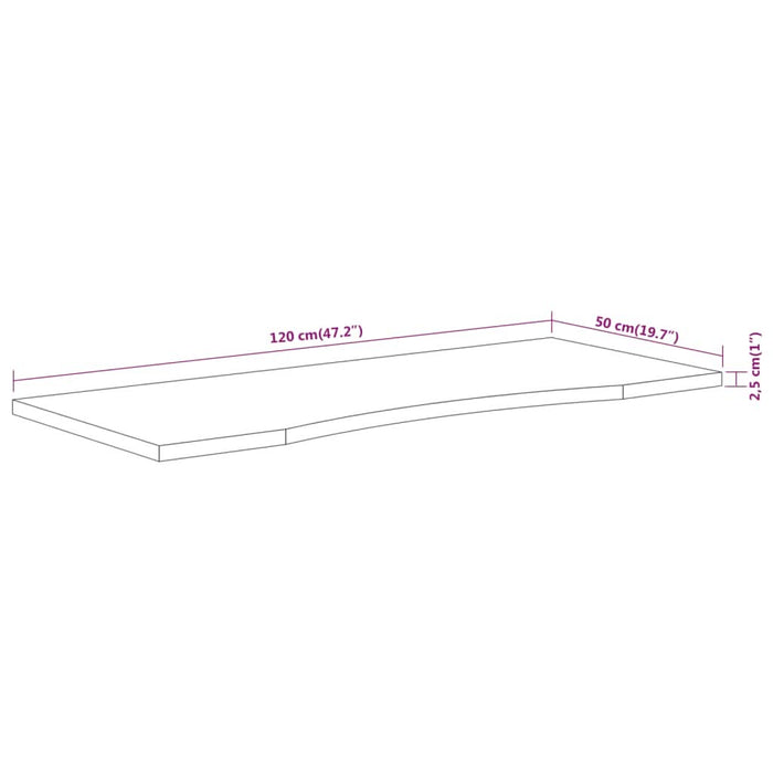 Blat de birou 120x50x2,5 cm dreptunghiular lemn masiv de acacia - WALTI WALTI