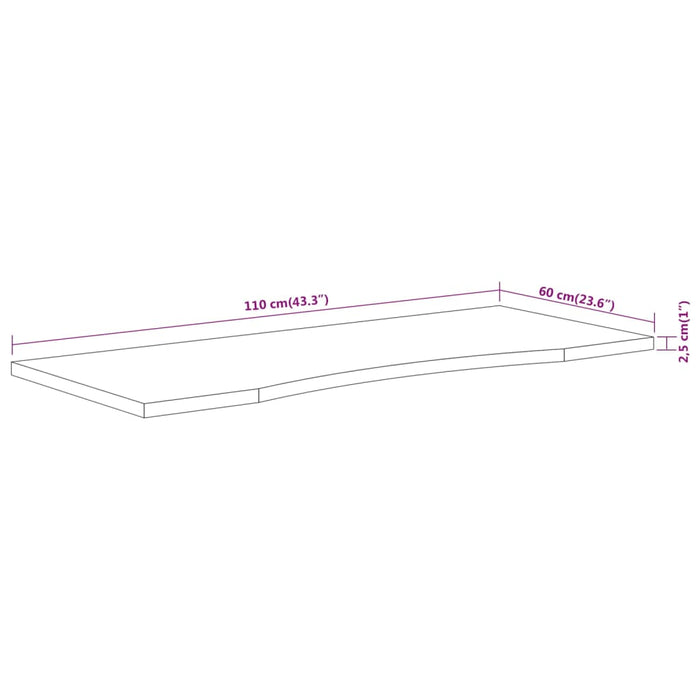 Blat de birou 110x60x2,5 cm dreptunghiular lemn masiv de acacia - WALTI WALTI