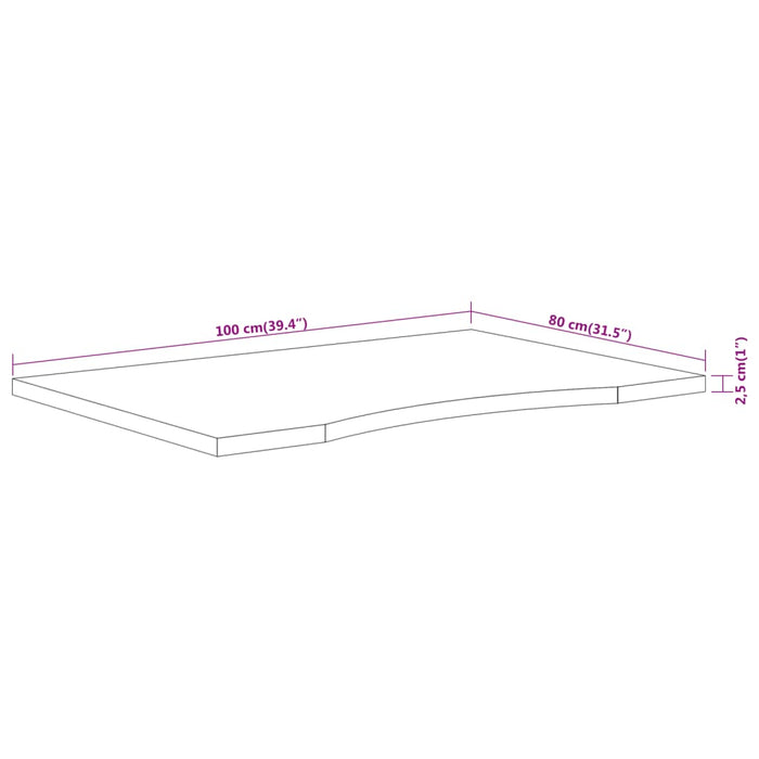 Blat de birou 100x80x2,5 cm dreptunghiular lemn masiv de acacia - WALTI WALTI