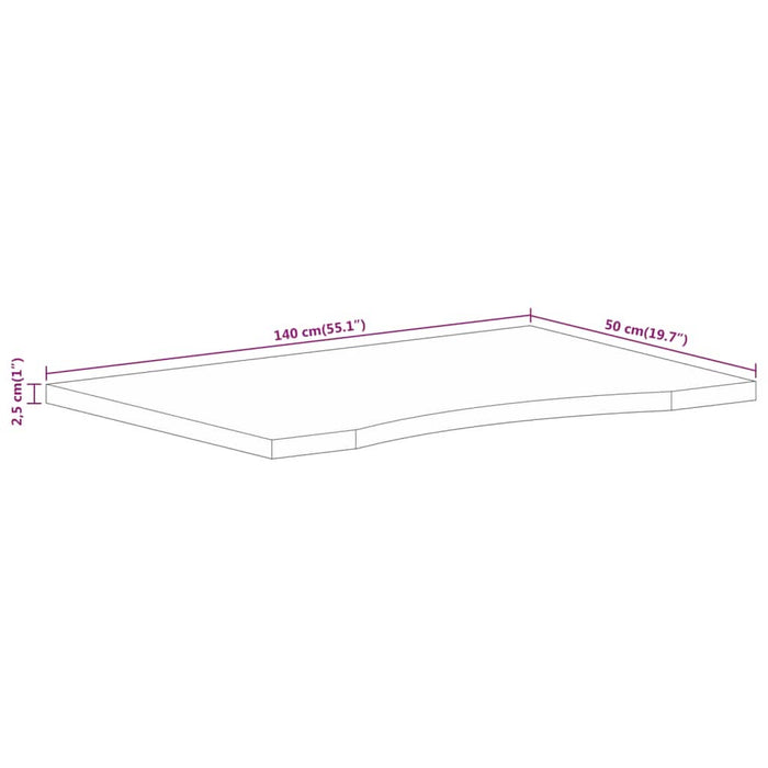 Blat birou cu decupaj curbat 140x50x2,5cm lemn masiv mango brut - WALTI WALTI