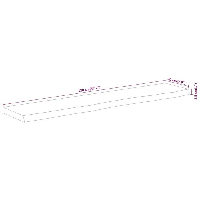 Raft perete 120x20x2,5cm dreptunghiular lemn acacia margine vie - WALTI WALTI