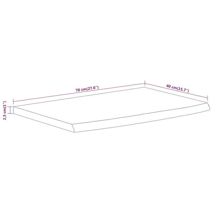 Raft perete 70x40x2,5 cm dreptunghiular lemn acacia margine vie - WALTI WALTI