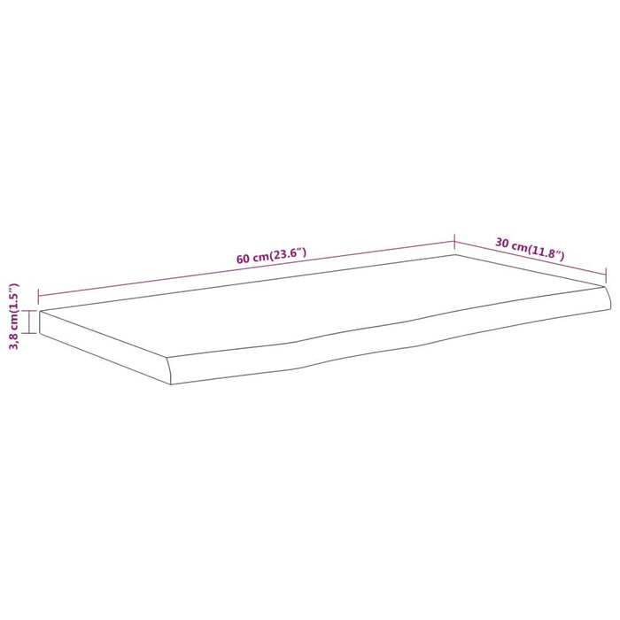 Raft perete 60x30x3,8 cm dreptunghiular lemn acacia margine vie - WALTI WALTI