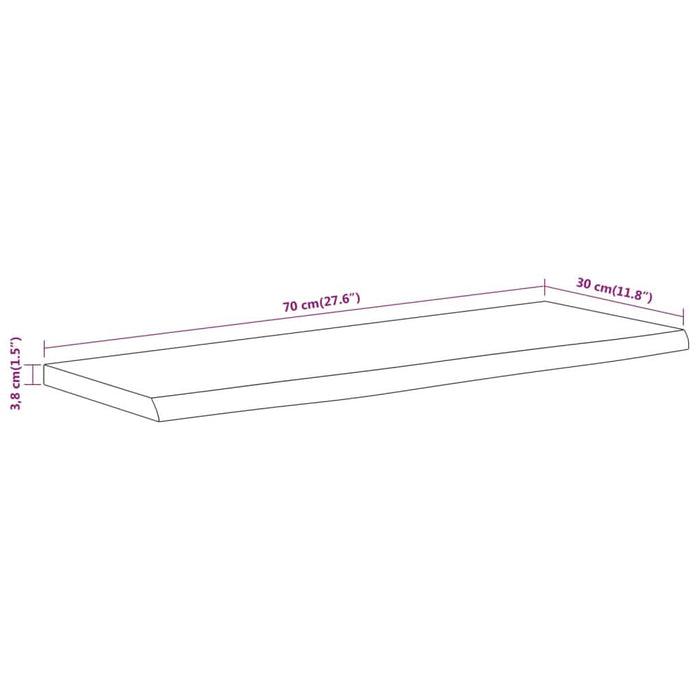 Raft perete 70x30x3,8 cm dreptunghiular lemn acacia margine vie - WALTI WALTI