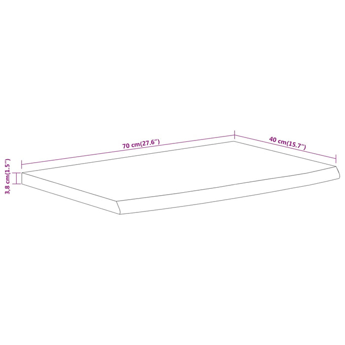 Raft perete 70x40x3,8 cm dreptunghiular lemn acacia margine vie - WALTI WALTI