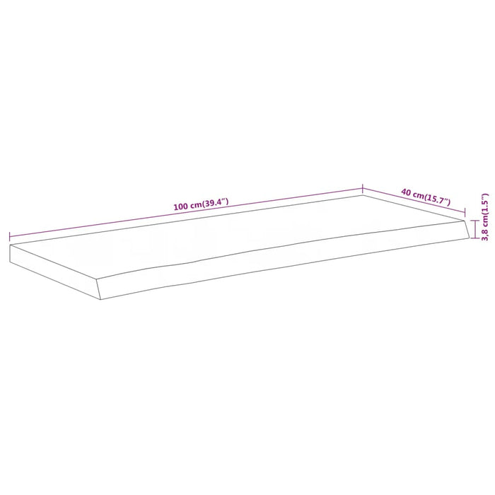 Blat masă 100x40x3,8 cm dreptunghiular lemn acacia margine vie - WALTI WALTI