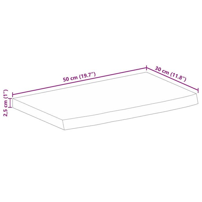 Blat de masă margine naturală, 50x30x2,5 cm, lemn masiv mango - WALTI WALTI