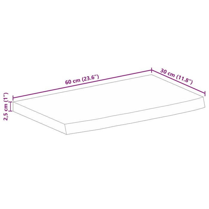 Blat de masă margine naturală, 60x30x2,5 cm, lemn masiv mango - WALTI WALTI