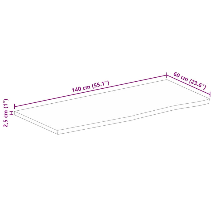 Blat de masă margine naturală, 140x60x2,5 cm, lemn masiv mango WALTI