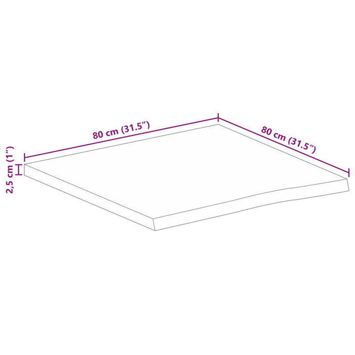 Blat de masă margine naturală, 80x80x2,5 cm, lemn masiv mango - WALTI WALTI