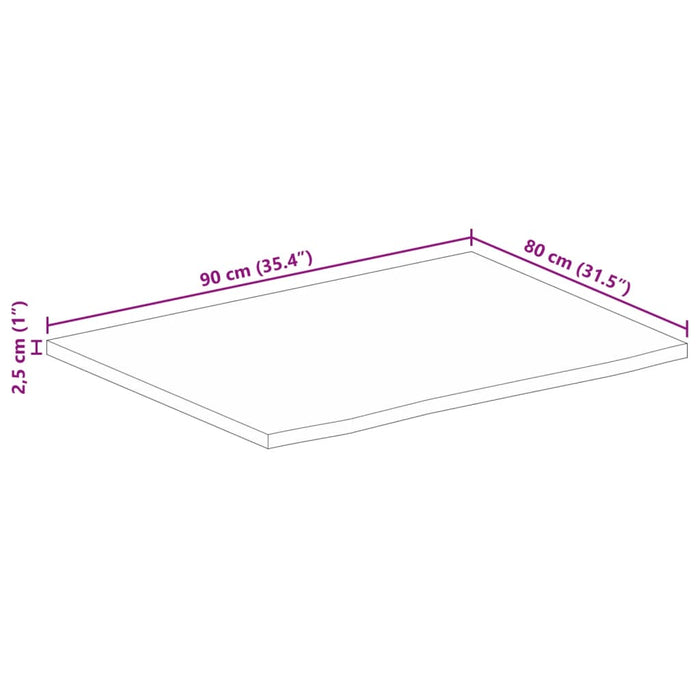 Blat de masă margine naturală, 90x80x2,5 cm, lemn masiv mango - WALTI WALTI