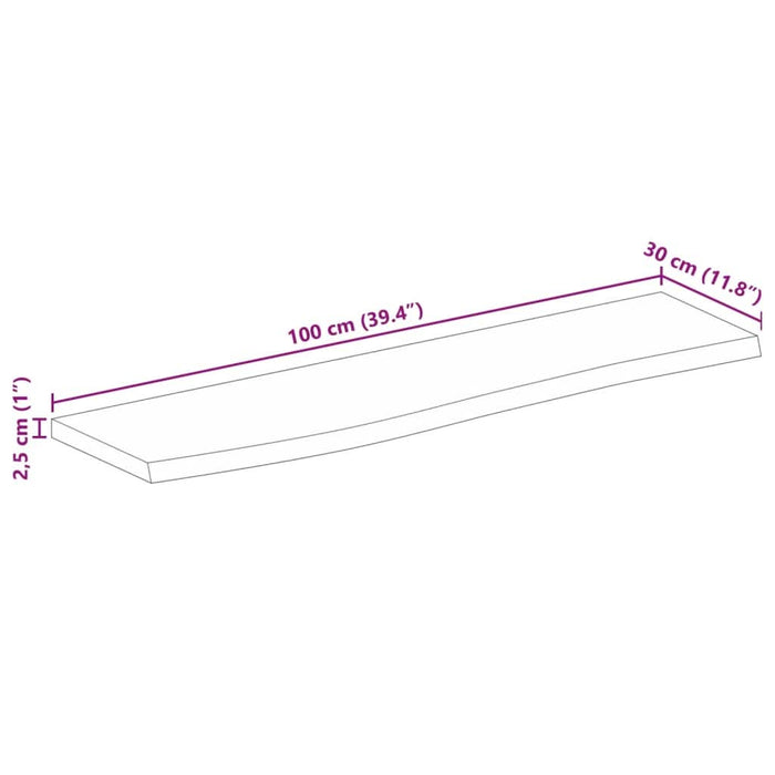 Blat de masă contur organic 100x30x2,5 cm lemn masiv de mango WALTI