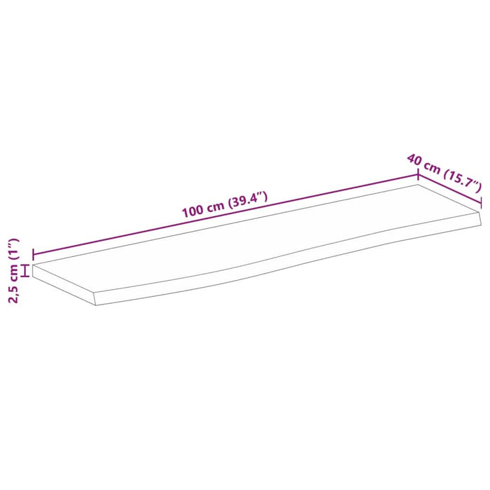 Blat de masă contur organic 100x40x2,5 cm lemn masiv de mango WALTI