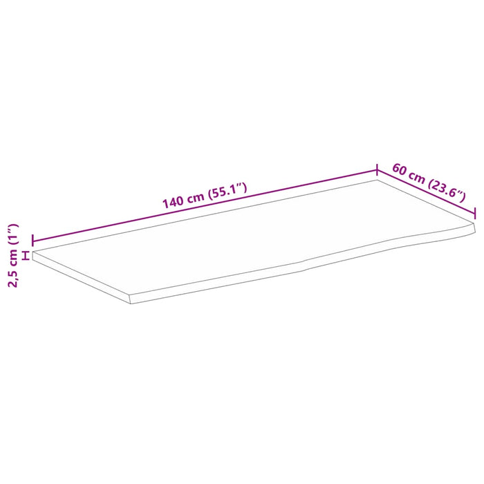 Blat de masă contur organic 140x60x2,5 cm lemn masiv de mango WALTI