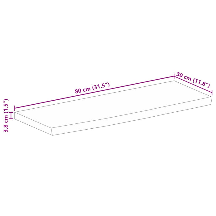 Blat de masă contur organic 80x30x3,8 cm lemn masiv de mango WALTI