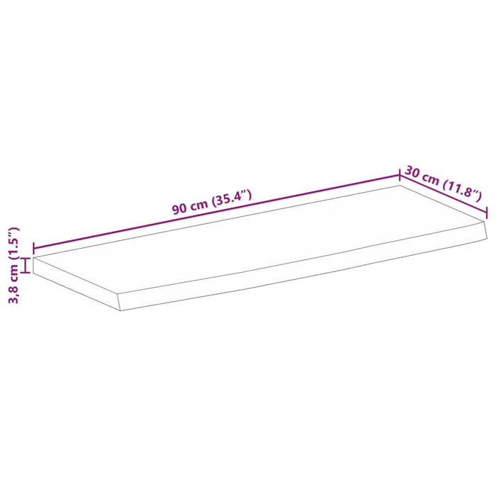 Blat de masă contur organic 90x30x3,8 cm lemn masiv de mango WALTI