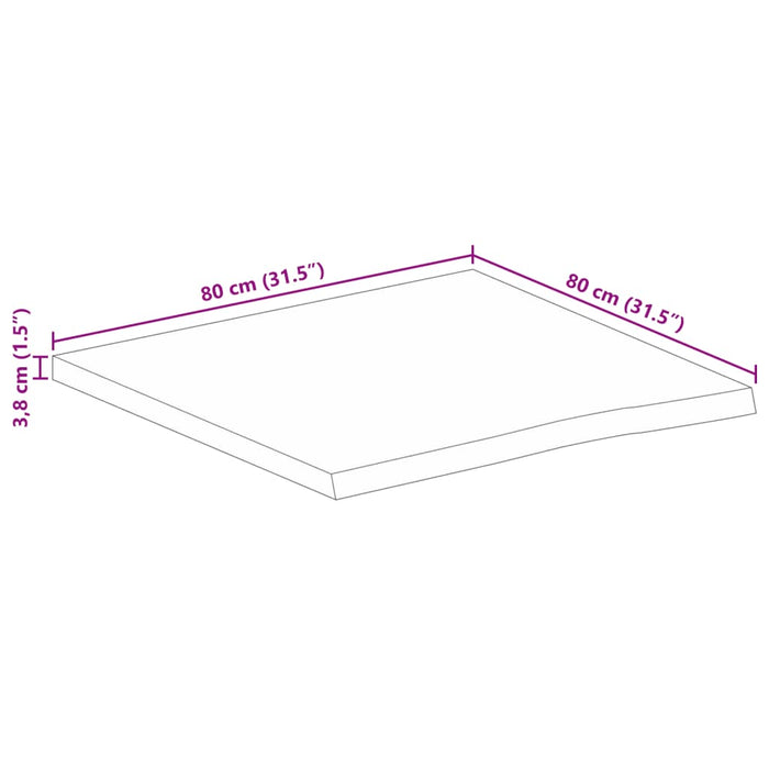 Blat de masă contur organic 80x80x3,8 cm lemn masiv de mango WALTI