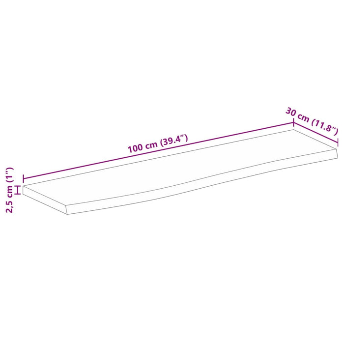 Blat de masă contur organic 100x30x2,5 cm lemn masiv de mango - WALTI WALTI