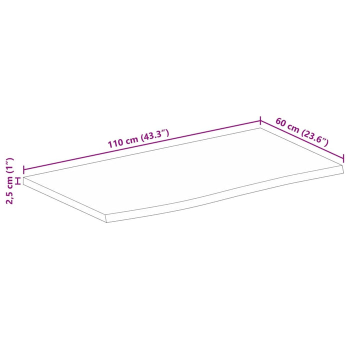 Blat de masă contur organic 110x60x2,5 cm lemn masiv de mango WALTI