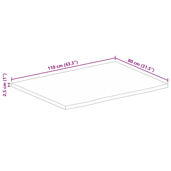 Blat de masă contur organic 110x80x2,5 cm lemn masiv de mango - WALTI WALTI