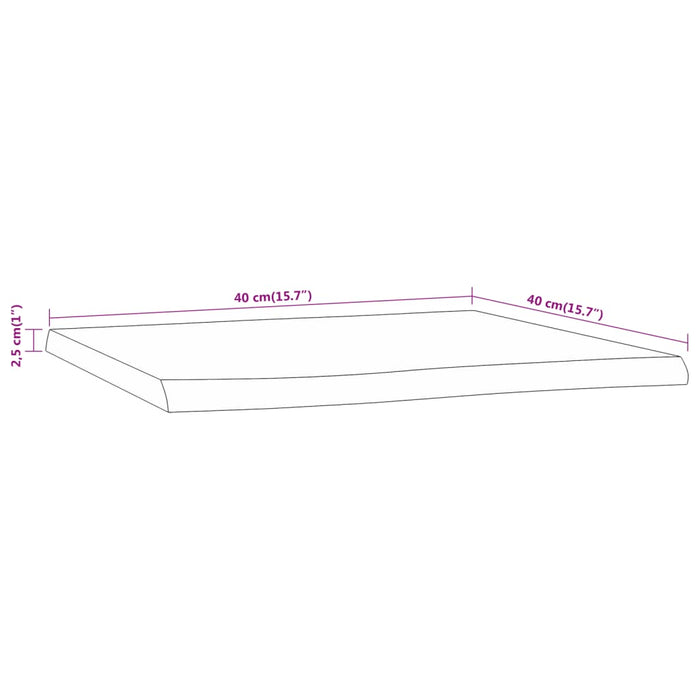 Blat masă 40x40x2,5 cm dreptunghiular lemn acacia margine vie - WALTI WALTI