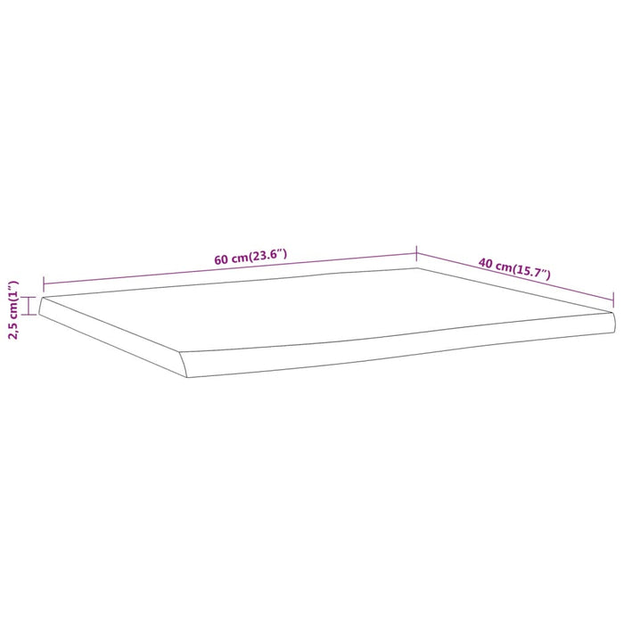 Blat masă 60x40x2,5 cm dreptunghiular lemn acacia margine vie - WALTI WALTI