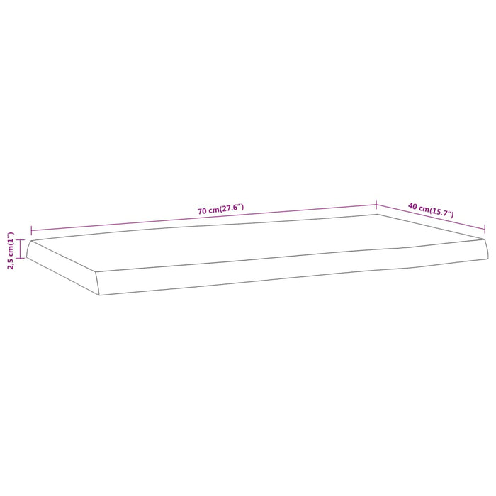 Blat masă 70x40x2,5 cm dreptunghiular lemn acacia margine vie - WALTI WALTI