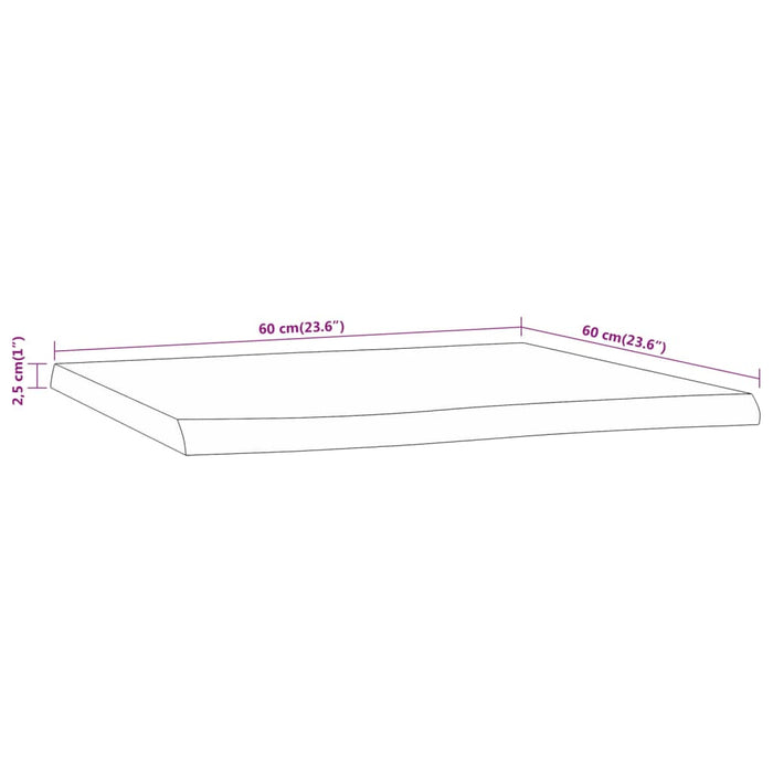 Blat masă pătrat, 60x60x2,5 cm lemn masiv acacia contur natural - WALTI WALTI