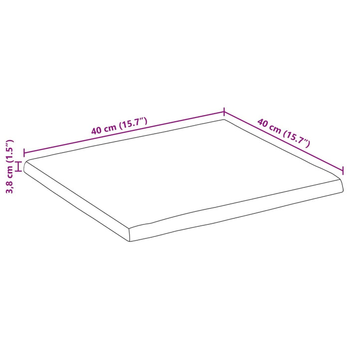 Blat de masă pătrată 40x40x3,8 cm lemn masiv acacia margine vie - WALTI WALTI