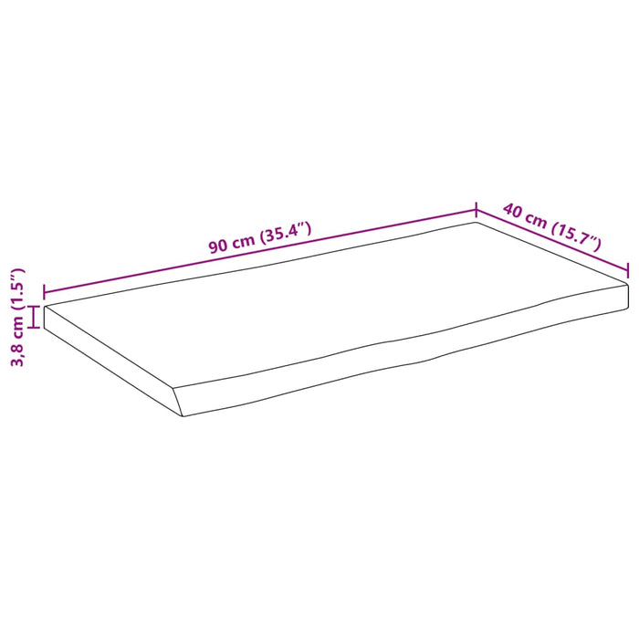 Blat masă 90x40x3,8 cm dreptunghiular lemn acacia margine vie - WALTI WALTI