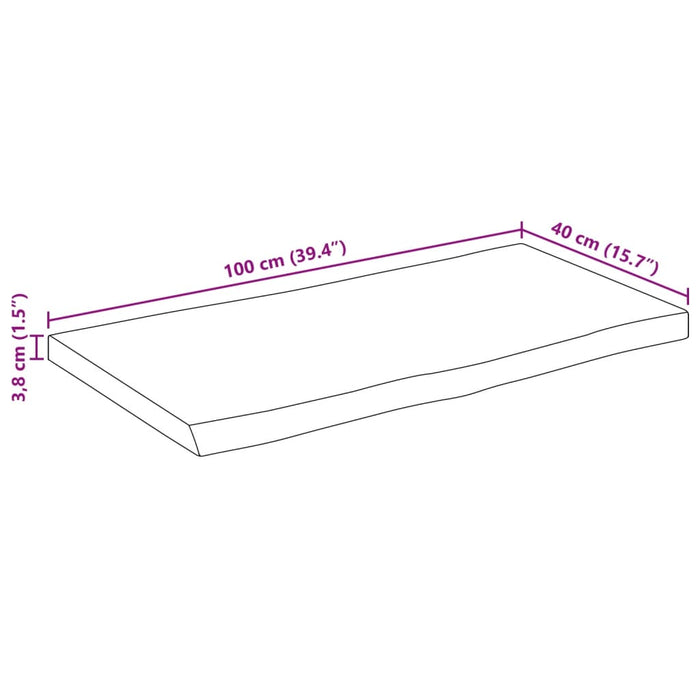 Blat masă 100x40x3,8 cm dreptunghiular lemn acacia margine vie - WALTI WALTI