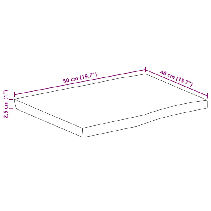 Blat de masă contur organic 50x40x2,5 cm lemn masiv mango brut WALTI