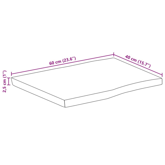 Blat de masă contur organic 60x40x2,5 cm lemn masiv mango brut - WALTI WALTI