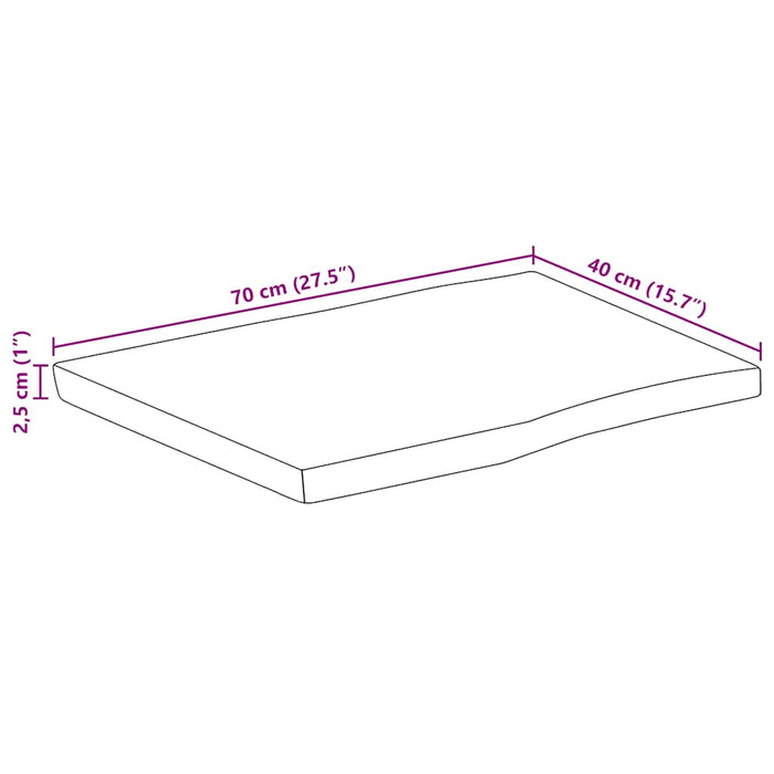 Blat de masă contur organic 70x40x2,5 cm lemn masiv mango brut WALTI