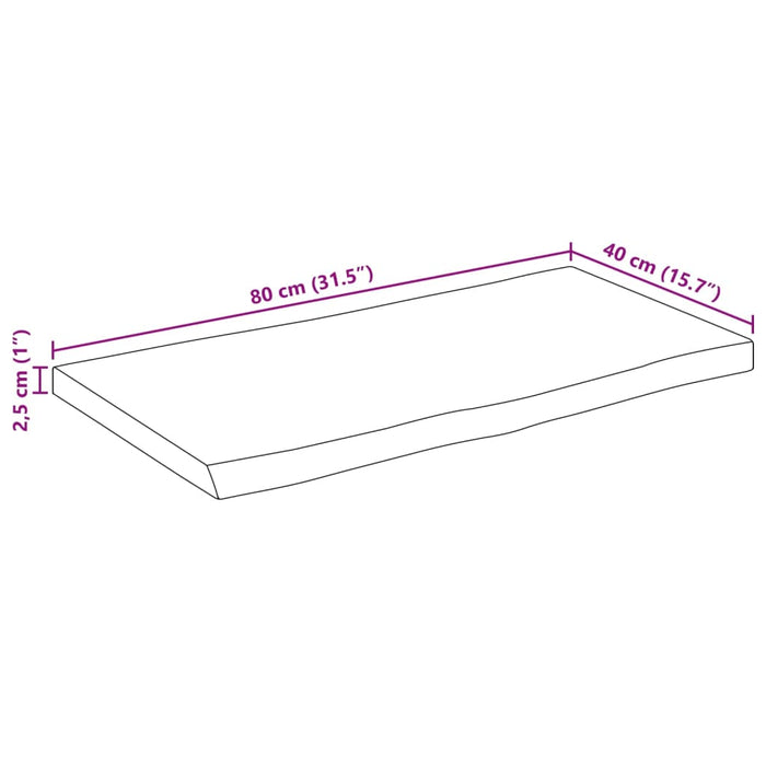 Blat de masă contur organic 80x40x2,5 cm lemn masiv mango brut - WALTI WALTI